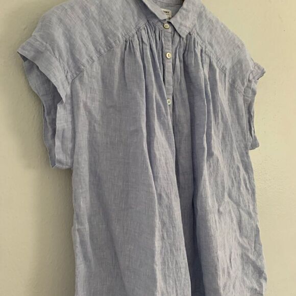 Artisan*NY 100% linen button down light blue blouse woman’s size small - Picture 5 of 7